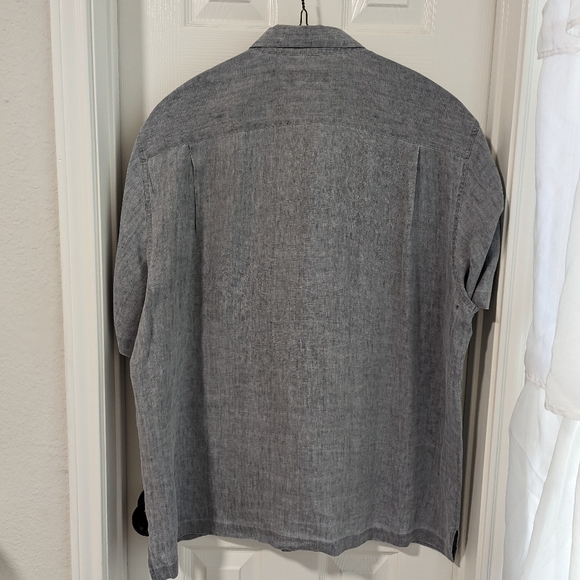 3/$10 Nat Nast Gray Linen Short Sleeve Shirt - Picture 4 of 6